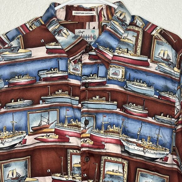 Reyn Spooner Shirt Large American Classics Mens Boats Nautical Short Sleeve x26 - Picture 2 of 6